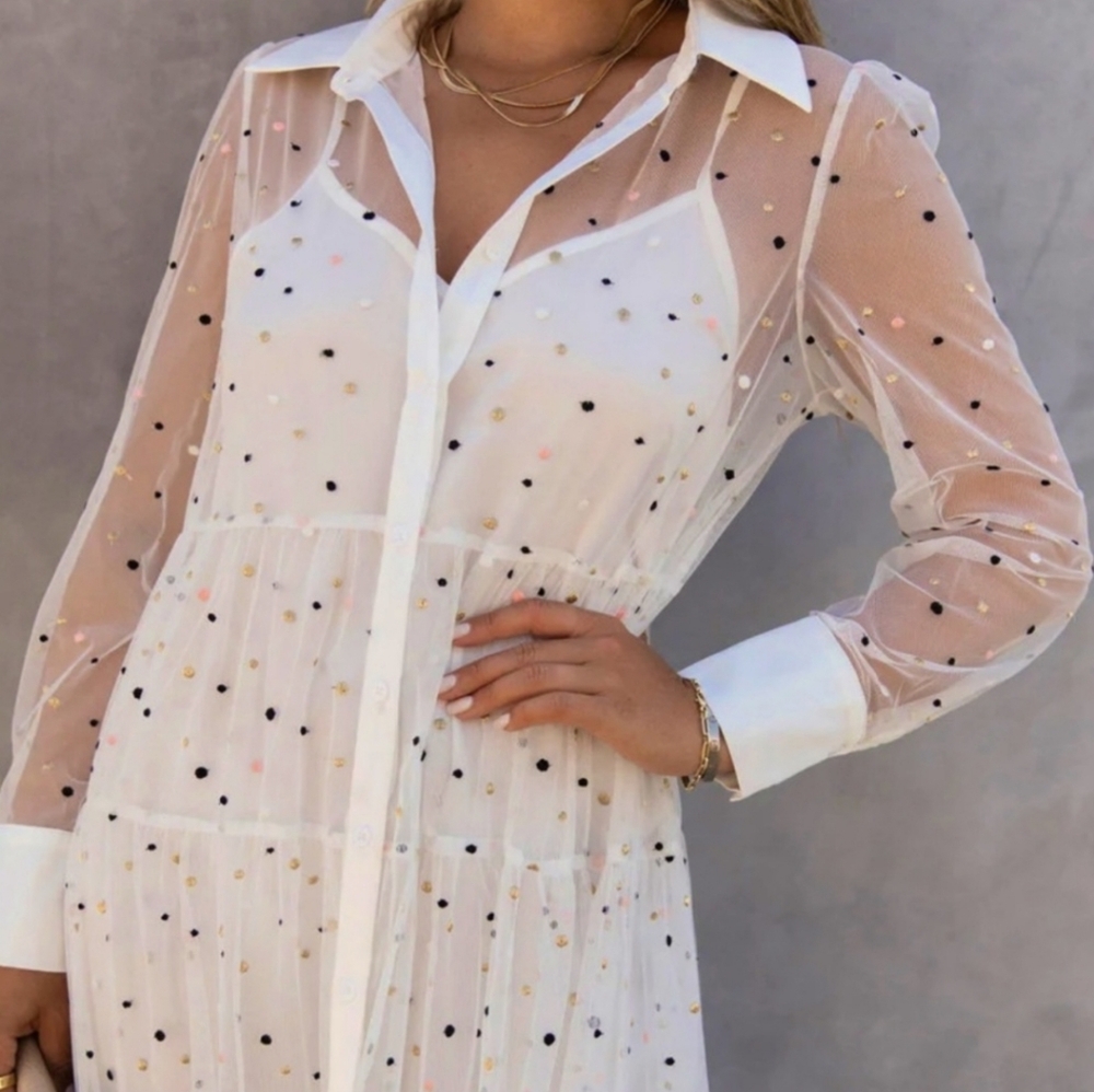 English Factory Sheer White Maxi Dress Large - Picture 3 of 8